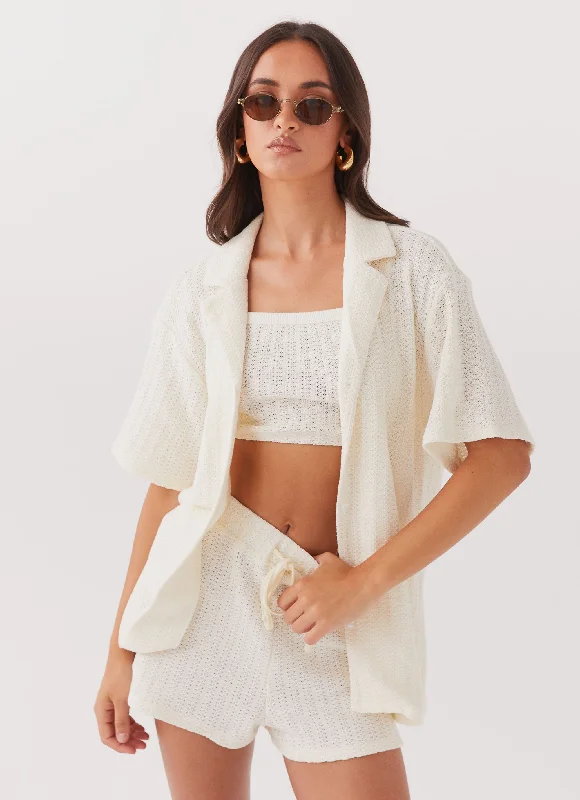 By The Bay Oversized Knit Shirt - Ivory