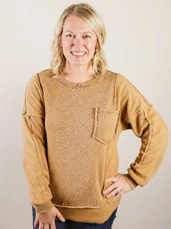 Camel French Terry Comfy Pullover