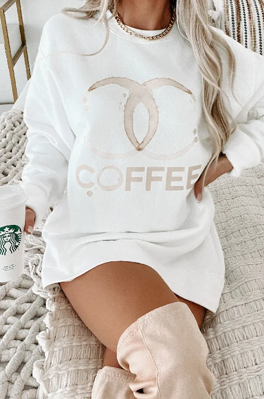 Coffee Addict Graphic Crewneck (White) - Print On Demand