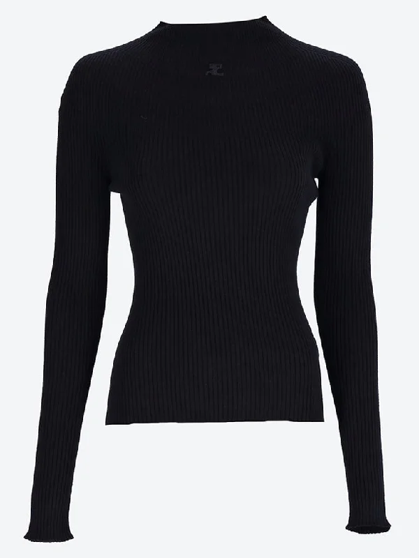 Mockneck light rib sweater