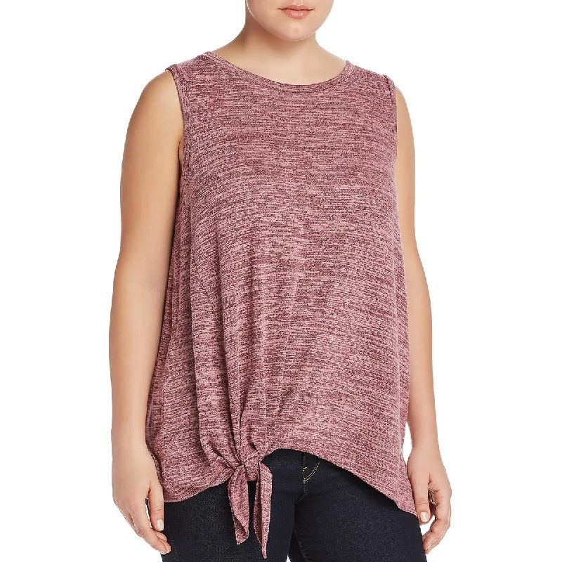 Cupio Womens Plus Knot-Front Space Dye Tank Top