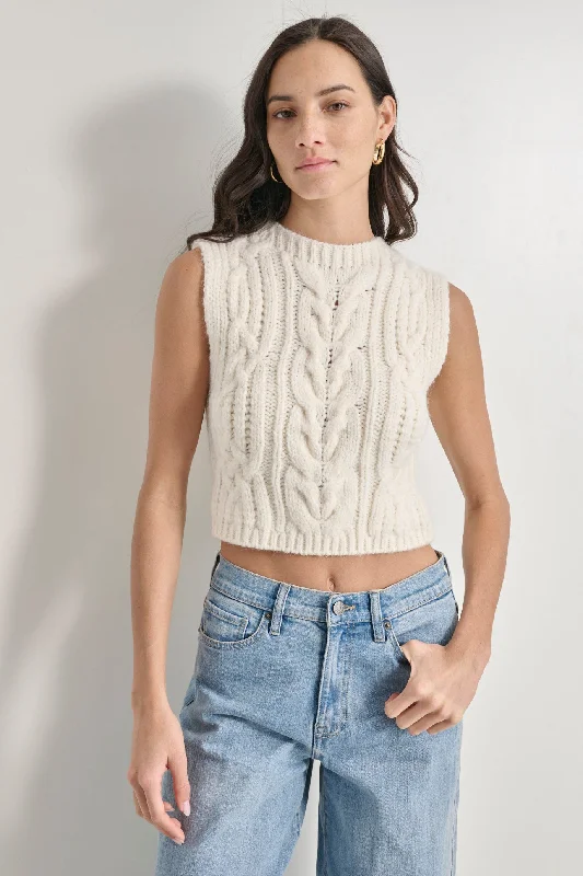 CHUNKY CABLE MOCK NECK VEST