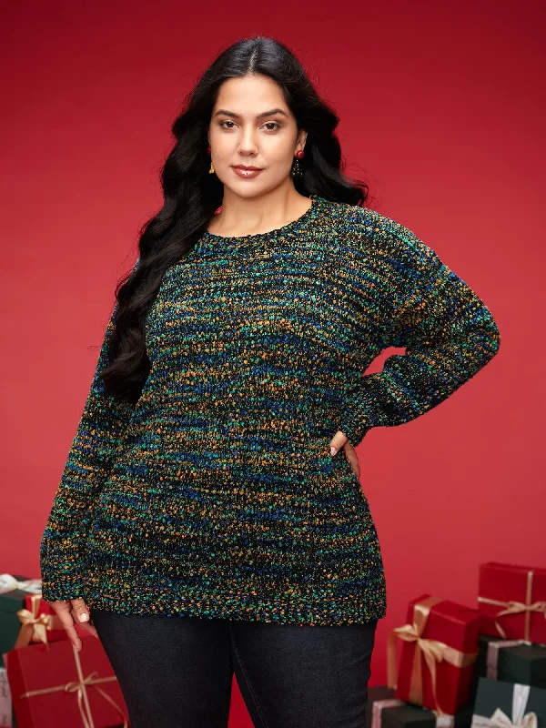 Floral Yarn Pattern Straight-Fit Pullover