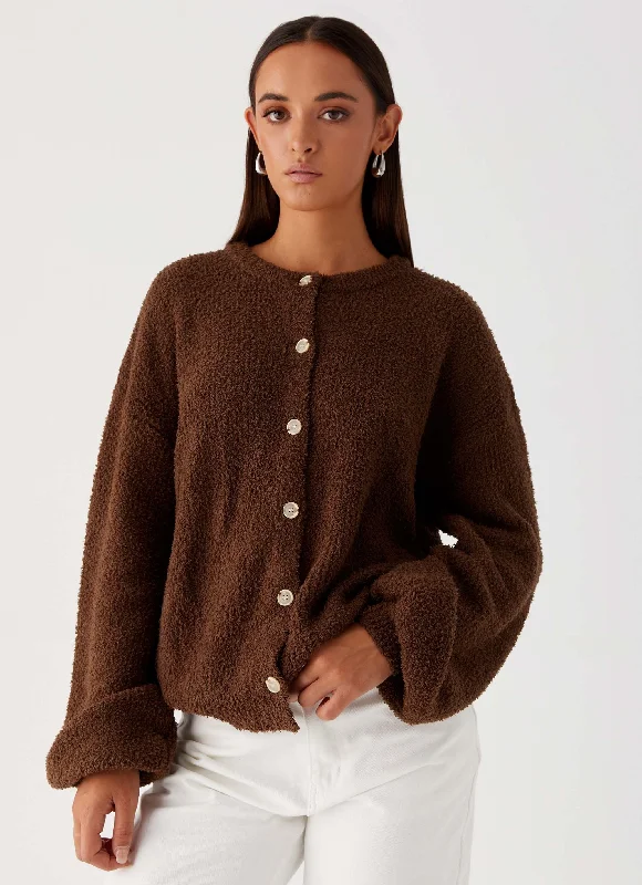 Gracie Oversized Knit Cardigan - Brown