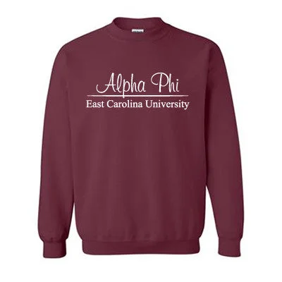 Greek Crewneck Sweatshirt, Printed Script Group and School - G180 - CAD