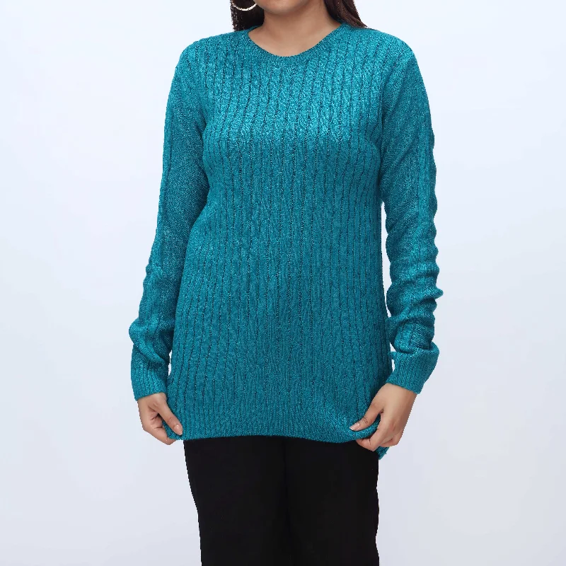 Green Crew Neck Pullover Sweater PW3901