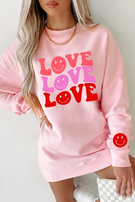 Groovy Love Graphic Crewneck (Light Pink) - Print On Demand