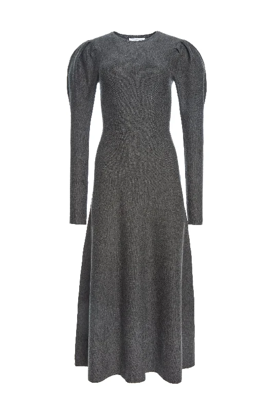 Hannah Knit Maxi Dress in Charcoal Melange Merino Wool Cashmere