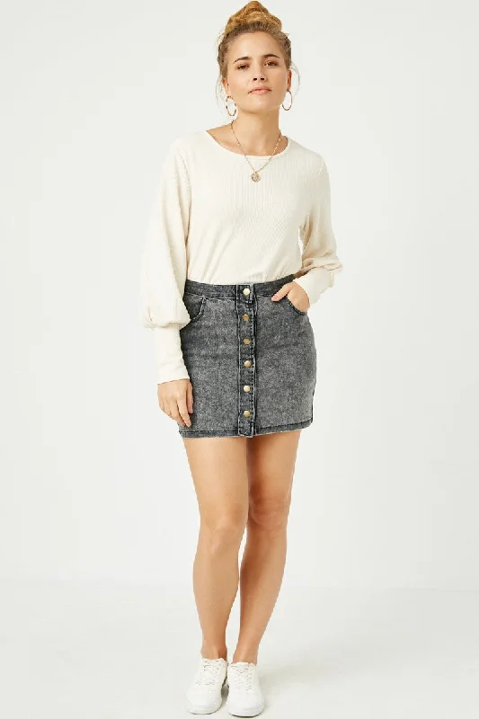 Hayden Textured Rib Exaggerated Cuff Knit Top