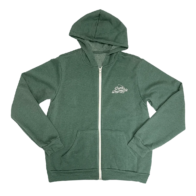 Heather Forest Green Zip Up Hoodie