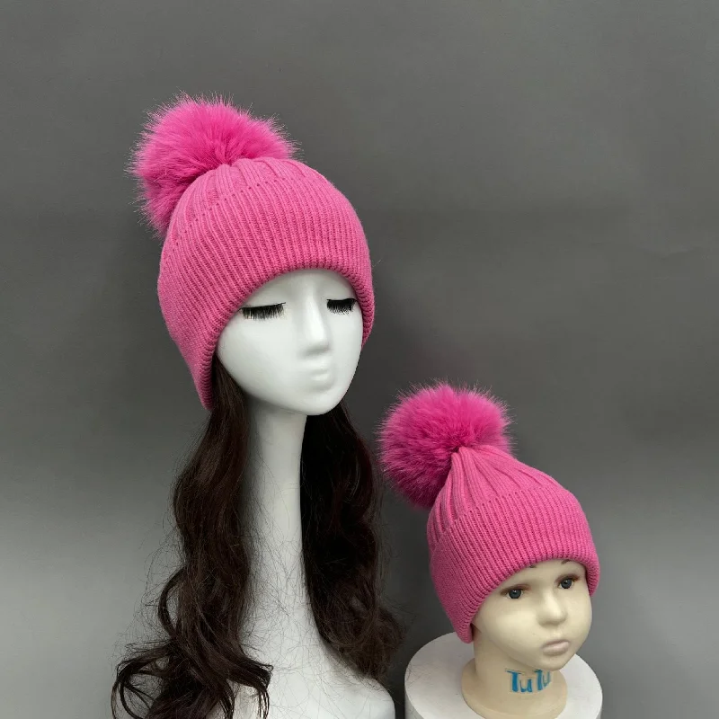 Hot Pink Faux Fur Bobble Hat