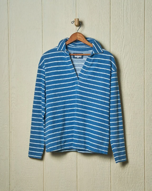 Indigo Inlet Pullover in ¾” Indigo/White Stripe