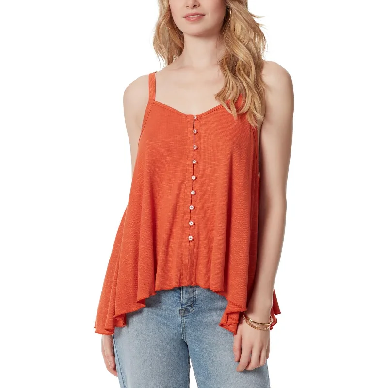 Jessica Simpson Womens Gwen Hi-Low Button-Down Tank Top