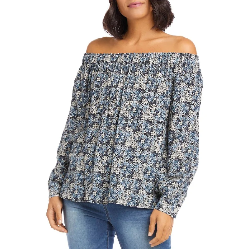 Karen Kane Womens Floral Off The Shoulder Pullover Top