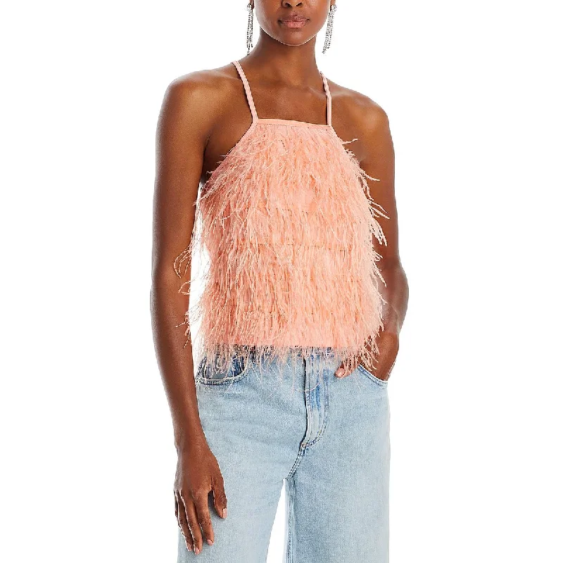 Lucy Paris Womens Feathered Tank Halter Top