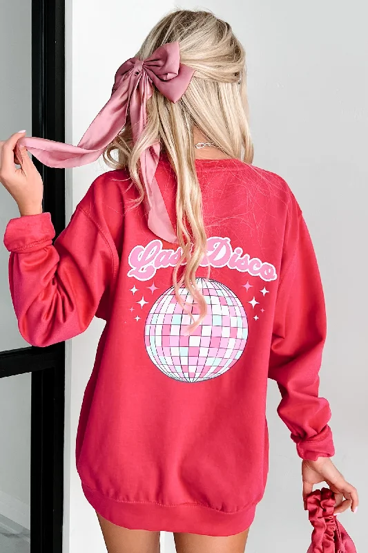 My "Last Disco" Double-Sided Graphic Crewneck (Hot Pink) - Print On Demand