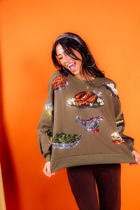 Olive Green Queen of Turkey Sweatshirt