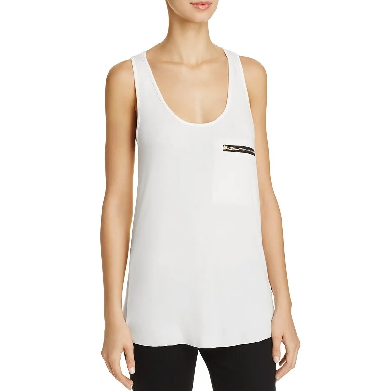 POL Womens Woven Zipper Tank Top