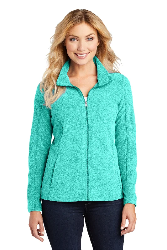 Port Authority Womens Pill Resistant Heather Microfleece Full Zip Sweatshirt - Heather Aqua Green