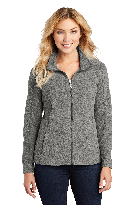 Port Authority Womens Pill Resistant Heather Microfleece Full Zip Sweatshirt - Heather Pearl Grey