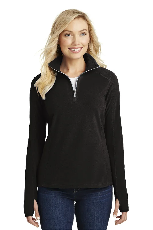 Port Authority Womens Pill Resistant Microfleece 1/4 Zip Sweatshirt - Black