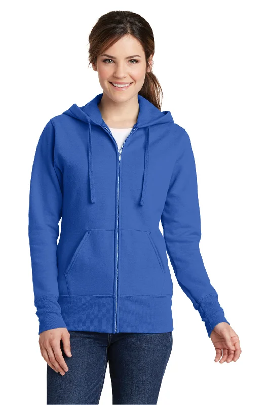 Port & Company Womens Core Pill Resistant Fleece Full Zip Hooded Sweatshirt Hoodie - Royal Blue