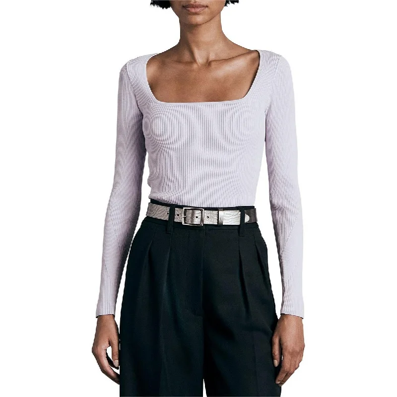 Rag & Bone Womens Asher Fitted Square Neck Pullover Sweater