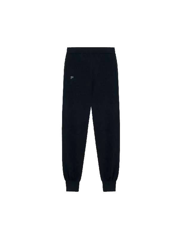 Womens Recycled Cashmere Track Pants—black