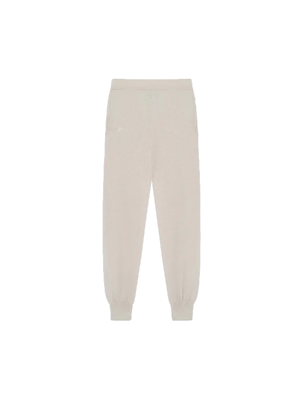 Womens Recycled Cashmere Track Pants—oatmeal