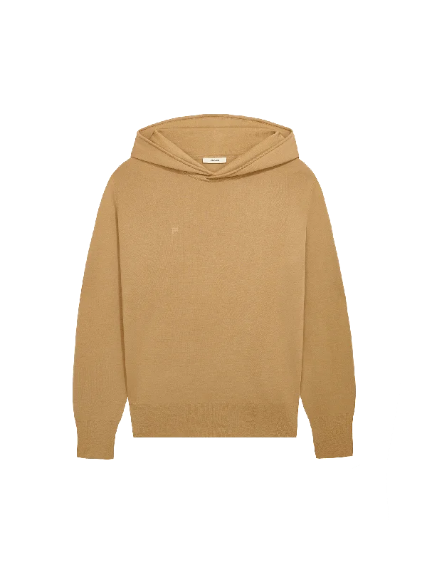 Womens Regenerative Merino Wool Hoodie—camel