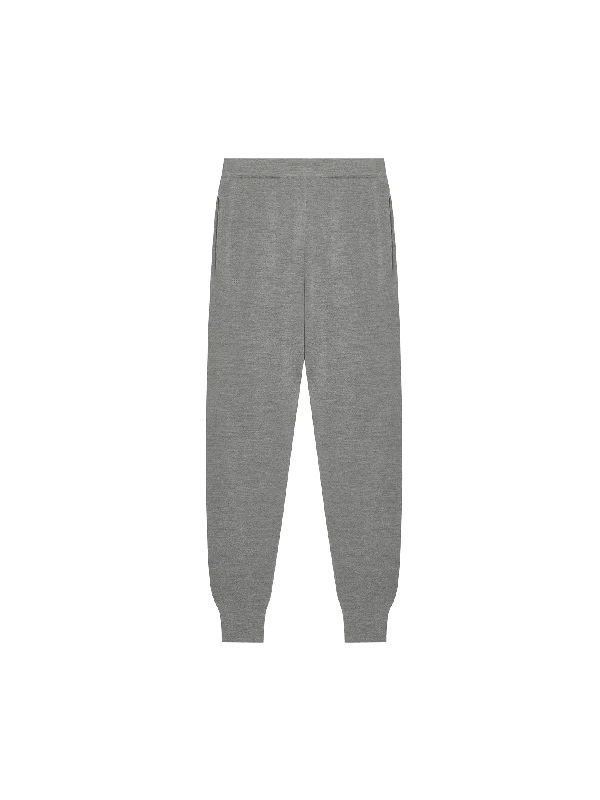 Womens Regenerative Merino Wool Track Pants—grey marl