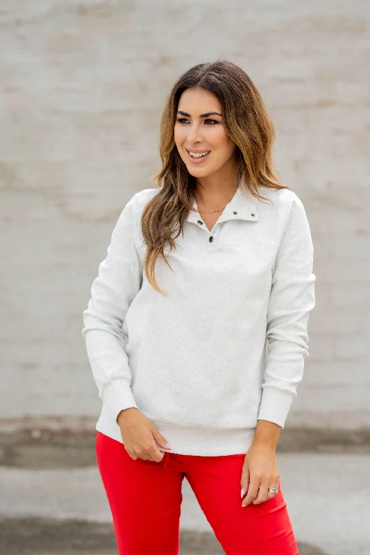 Ribbed Four Button Pullover