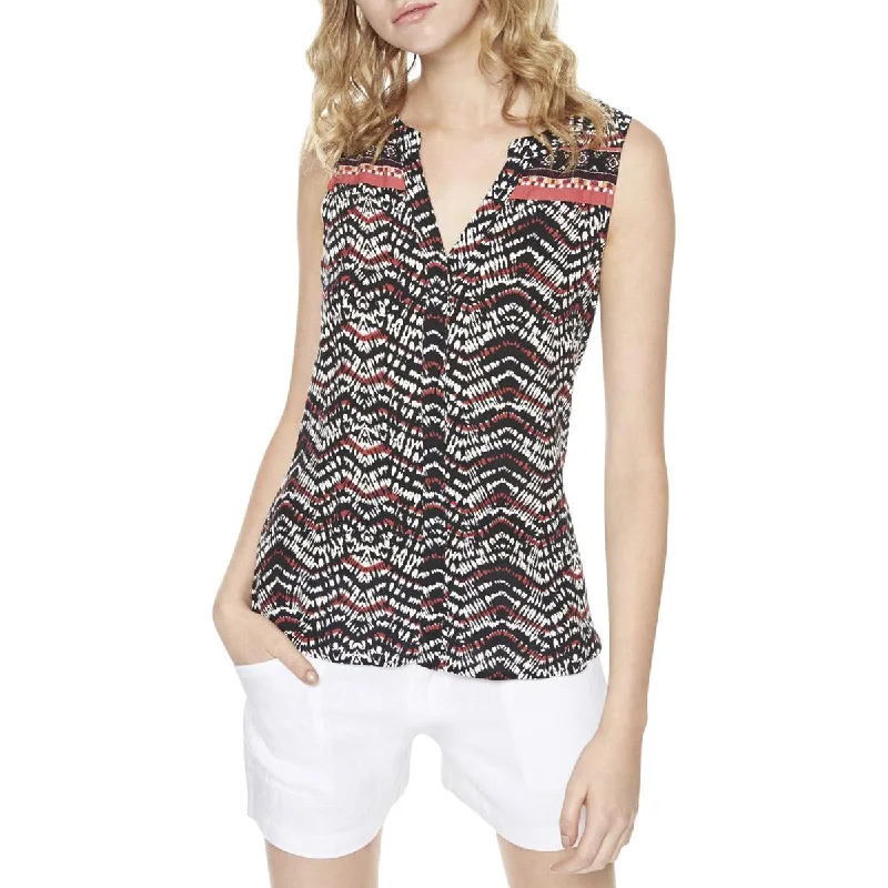 Sanctuary Womens Border Craft Printed Split Neck Tank Top