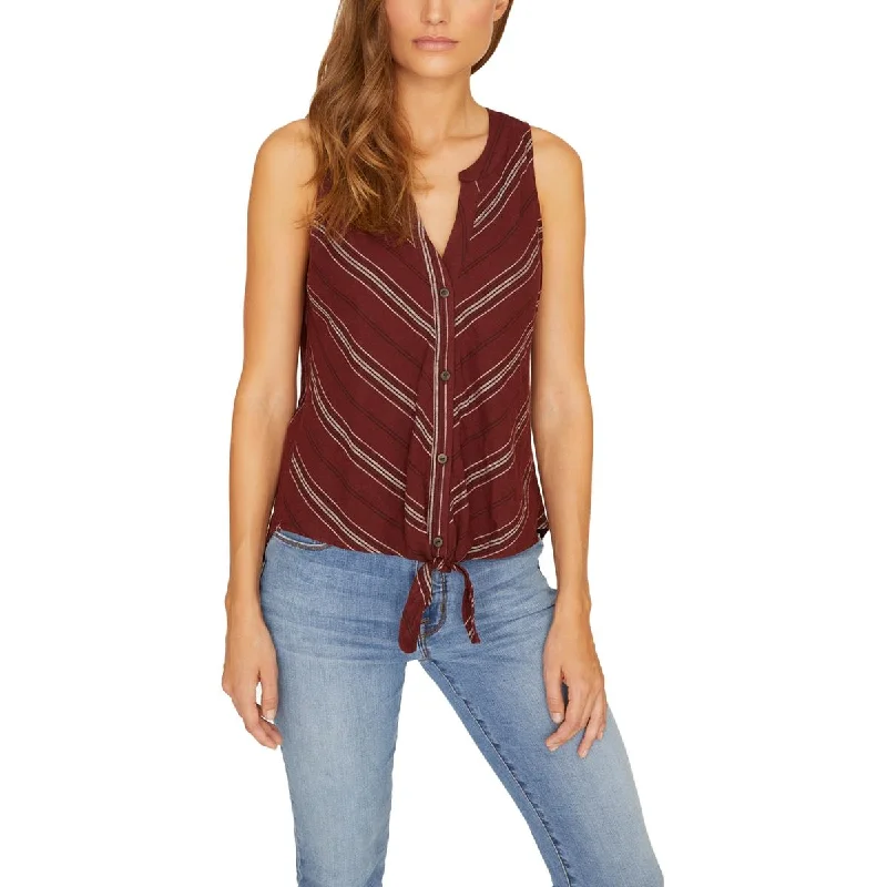 Sanctuary Womens Striped Button-Down Tank Top