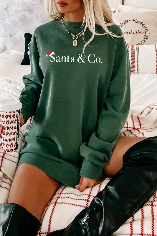 "Santa & Co." Heavyweight Graphic Crewneck (Alpine Green) - Print On Demand