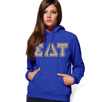 Sorority Hooded Sweatshirt, Printed Varsity Letters - Gildan 18500 - CAD