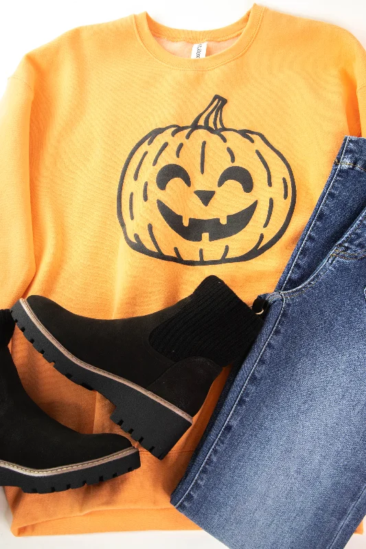 Spooky Jack O Lantern Sweatshirt, Light Orange