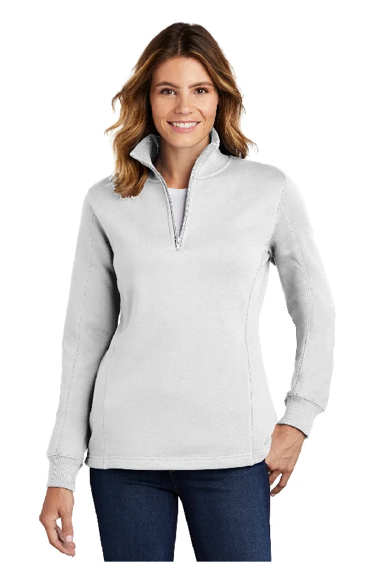 Sport-Tek Womens Shrink Resistant Fleece 1/4 Zip Sweatshirt - White