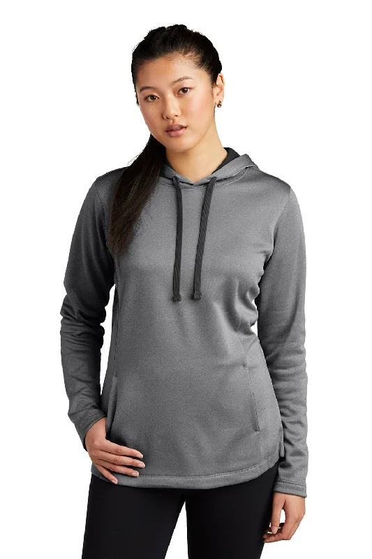 Sport-Tek Womens Heather Sport-Wick Moisture Wicking Fleece Hooded Sweatshirt Hoodie - Heather Black