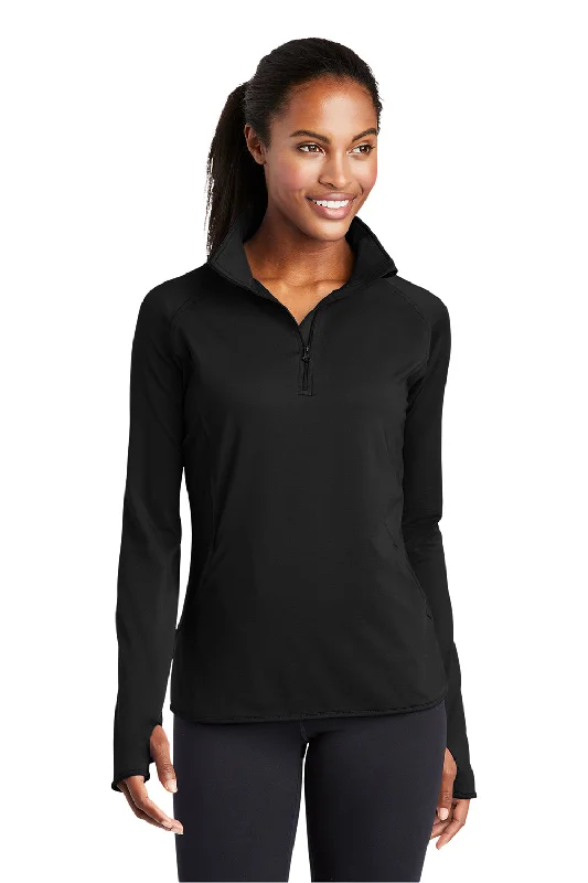 Sport-Tek Womens Sport-Wick Moisture Wicking 1/4 Zip Sweatshirt - Black