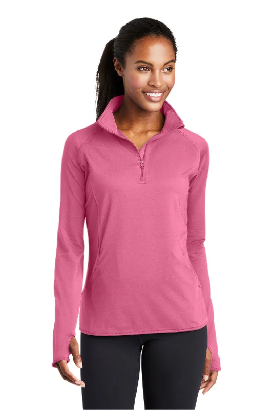 Sport-Tek Womens Sport-Wick Moisture Wicking 1/4 Zip Sweatshirt - Dusty Rose Pink