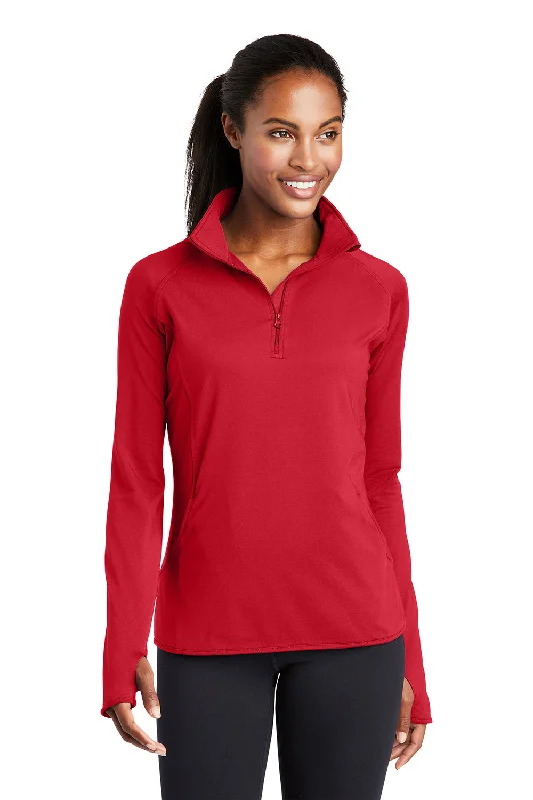 Sport-Tek Womens Sport-Wick Moisture Wicking 1/4 Zip Sweatshirt - True Red