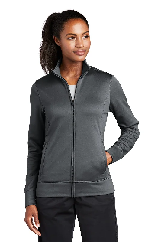 Sport-Tek Womens Sport-Wick Moisture Wicking Fleece Full Zip Sweatshirt - Dark Smoke Grey