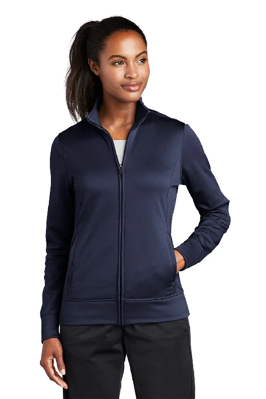 Sport-Tek Womens Sport-Wick Moisture Wicking Fleece Full Zip Sweatshirt - Navy Blue