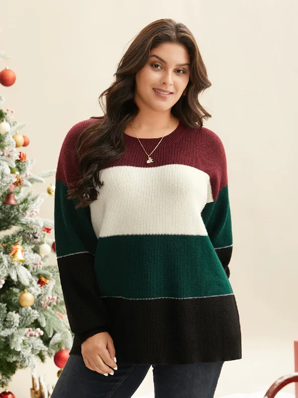 Supersoft Essentials Festive Color Block Straight Fit Pullover