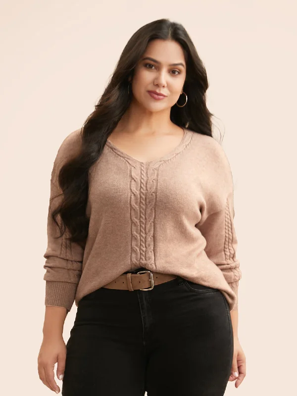 Supersoft Essentials V Neck Cable Knit Pullover