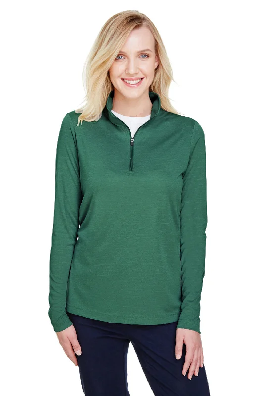 Team 365 Womens Zone Sonic Performance Moisture Wicking 1/4 Zip Sweatshirt - Heather Forest Green