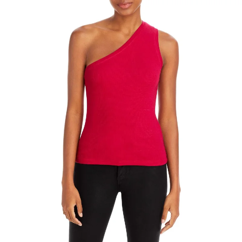 Three Dots Womens One Shoulder Ribbed Tank Top