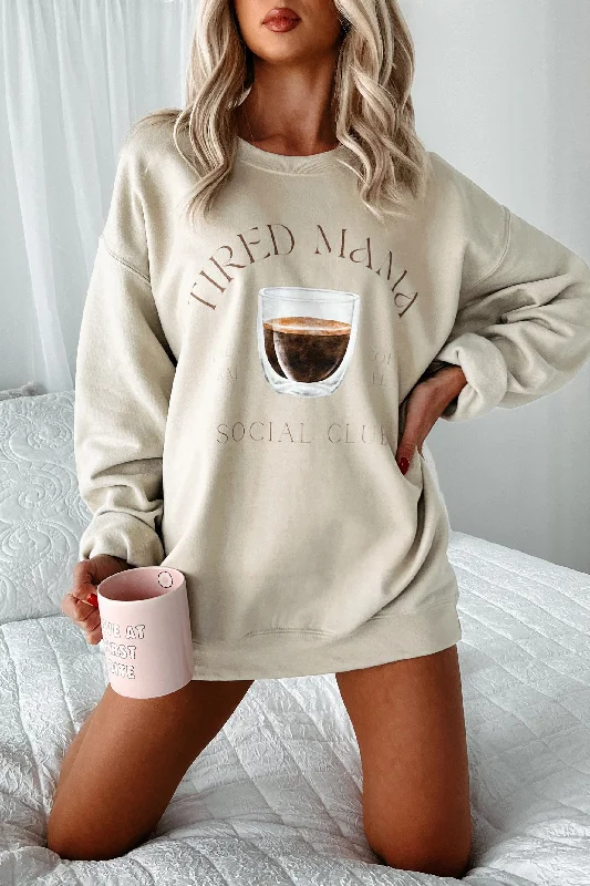 "Tired Mama" Graphic Sweatshirt (Sand)