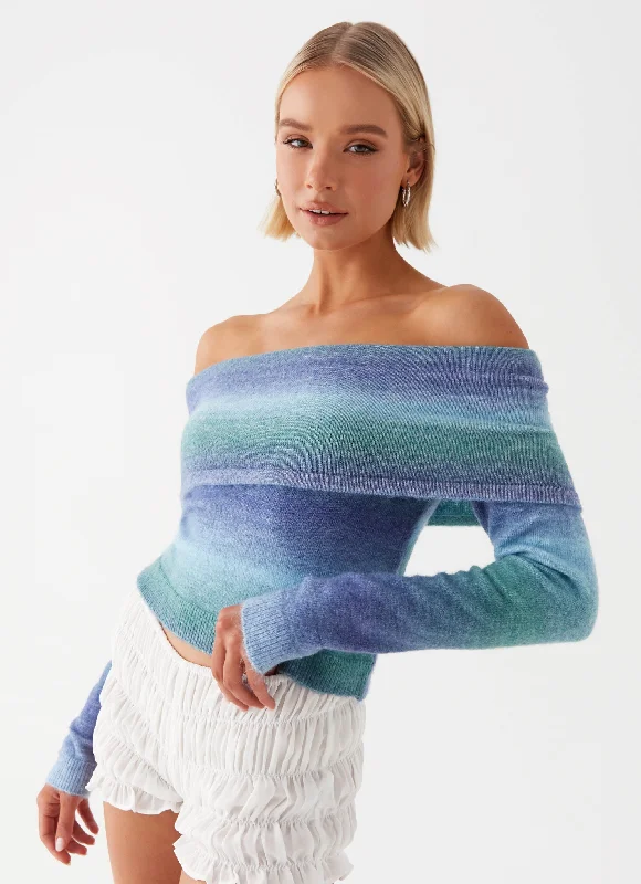 Tully Off Shoulder Knit - Blue Ombre